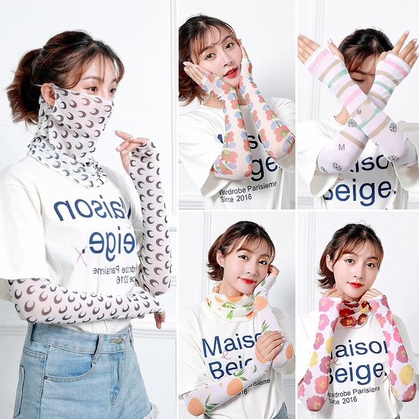 

night market female ice silk sleeve sunscreen veil veil mask facial mask suit summer sunscreen crescent sleeve