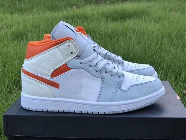 

with box men women 1 basketball shoes 1s mid white grey orange designer luxury trainer sports athletic sneakers