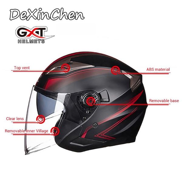 

gxt double lens motorcycle helmets half face abs motorbike helmet open face electric safety helmet for women/men moto casque