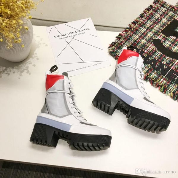 

fashion printed stripes thick sole short boots womens thick sole martin boots genuine leather lace up short boots size 35-42 064, Black