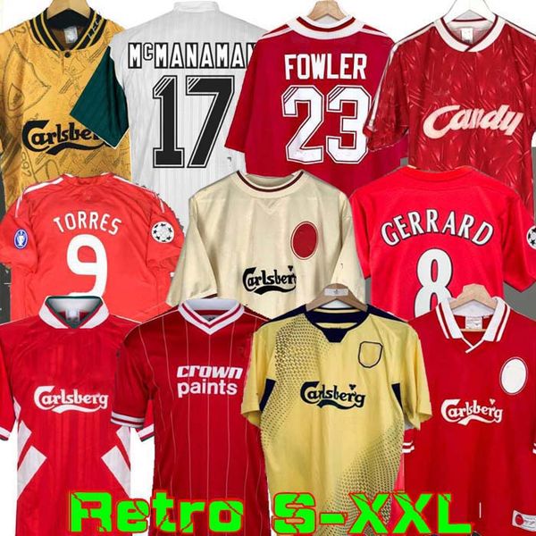 

04 05 retro soccer jersey gerrard 1982 fowler dalglish football shirts torres 1989 maillot 06 07 barnes 08 09 rush 97 95 96 93 mcmanaman 85, Black;yellow