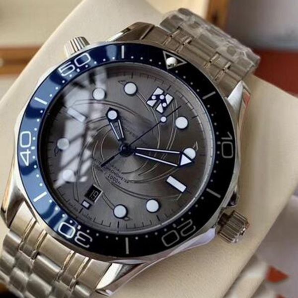 

stainless dial green mechanical automatic dial movement bezel blue james ceramic 007 diver bond sea watch men 300m wristwatches kanms, Slivery;brown