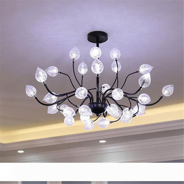 

modern led chandelier lighting black metal + glass shade decor lustre lights for living room bedroom home chandelier ceiling fixtures