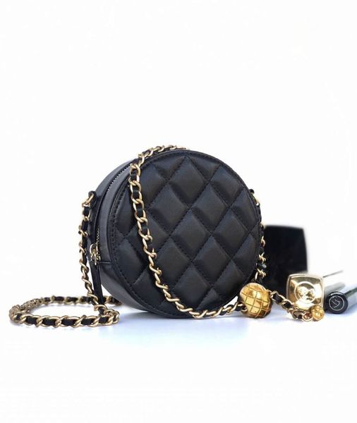 

spring/summer 2020 round chain bag with small golden beads magic small golden ball shoulder strap length can be controlled
