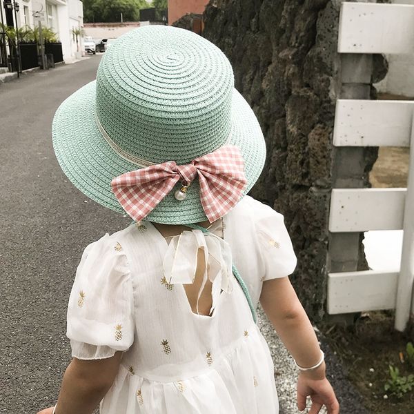 

korean bow new children's sun baby outdoor sunscreen butterfly sunscreen hat beach sun hat, Blue;gray