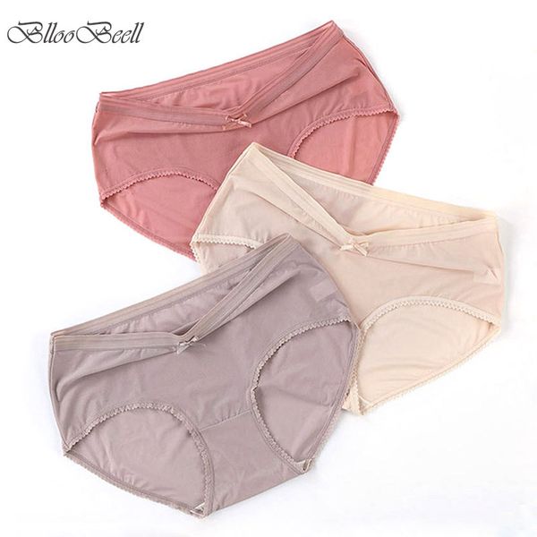 

ice silk women underwear lace briefs mid waist women's plus size panties solid color ladies lingerie soft cotton crotch, Black;pink