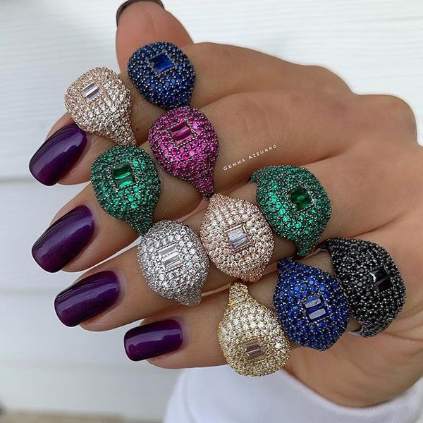 

factory price nice jewelry ring full micro pave clear zircona cz midi ring for women fashion christmas gifts, Golden;silver