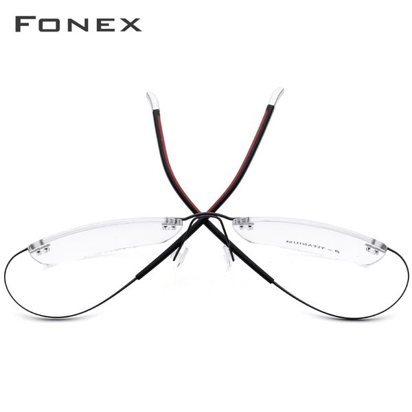 

fonex b titanium rimless eyeglasses frame women prescription ultralight glasses men myopia optical eyewear 9203, Black