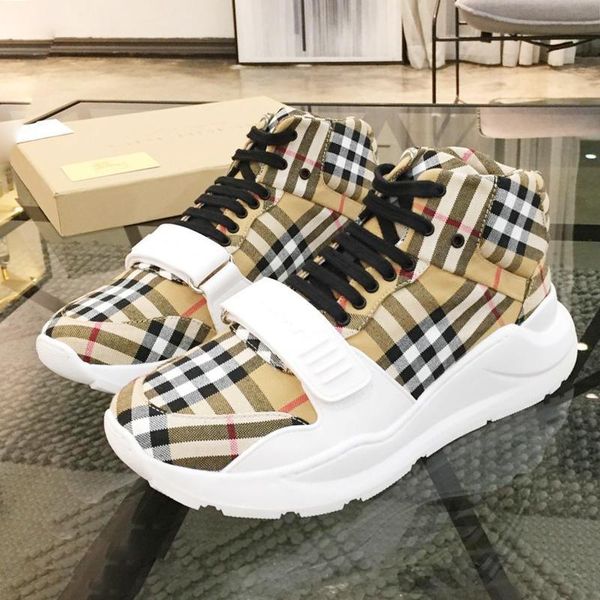 

fashion mens boots manner schuhe vintage check cotton sneakers outdoor walking breathable shoes plus size lace -up casual men shoes, Black