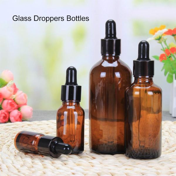 

6pcstan glass dropper bottle travel bottle refillable container for essential oil with squeeze inserted dropper for cosmetics