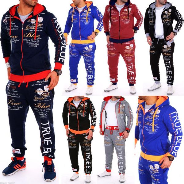 

zogaa men sporting suit track sets hoodies+pant sweatsuit 2 piece clothing set sport wear hoodies men tracksuit set male, Gray