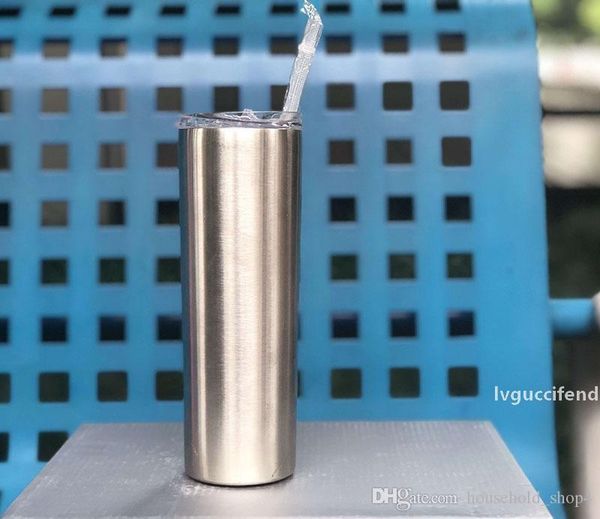 

dhl 20oz skinny tumbler vacuum insulated double wall stainless steel cup straw tumbler with lid water bottle