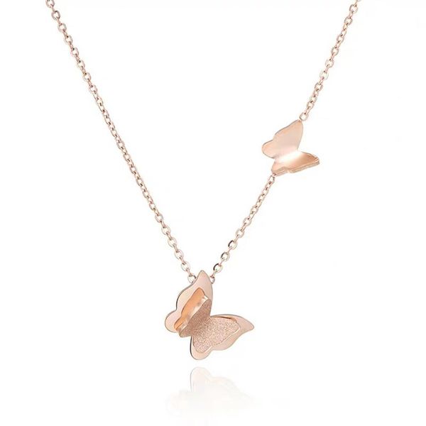 

fashion korean double butterfly necklace simple short clavicle chain girl popular necklace gift pendant necklace wholesale, Silver