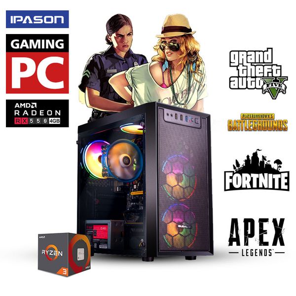 

ryzen3 3100 rx550 8gb gaming deskpc amd ryzen3 3100 4 core, 120gb ssd,pubg gta v,deskcomputer no laptop