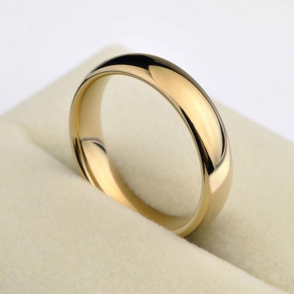 

new fashion gold color alliance 1pcs gold plating couples tungsten wedding rings dome band 5mm for man 3.5mm for woman j190627, Slivery;golden