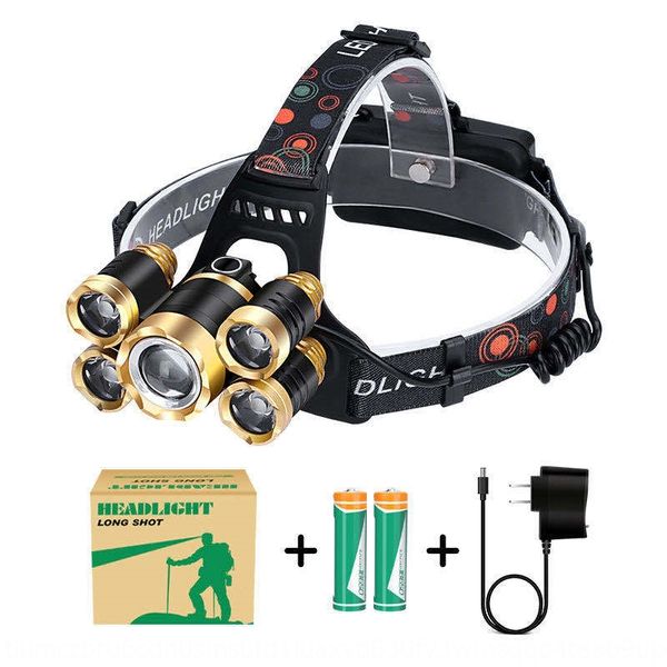 

ufgrd новой сильный 5led голова t6 новой прямого впрыск прямого зума рыболовного света умная индукции лампа открытой 5-головки освещения str