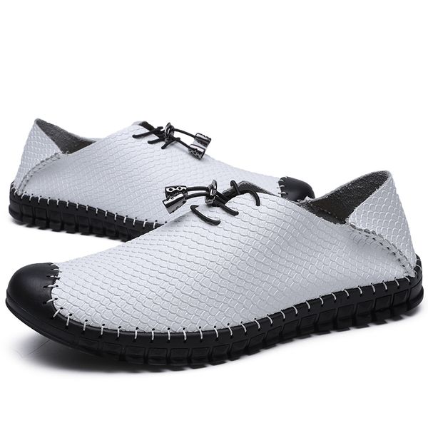 

men casual shoes leather fashion men sneakers handmade breathable mens loafers moccasins lightweight boat shoes plus size 38-48, Black