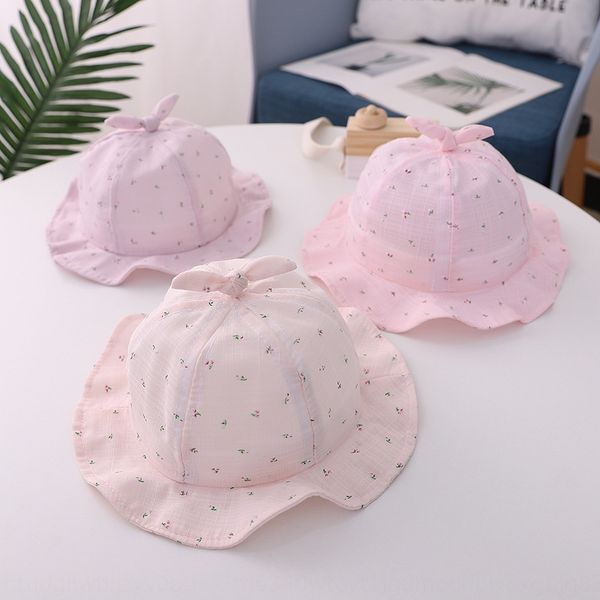 

bida bucket bucket children's light color printed female princess basin summer new baby sun hat baby fisherman hat, Blue;gray