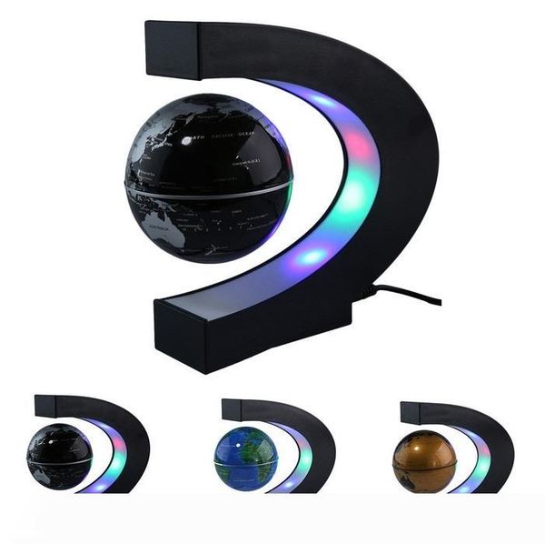 

us eu uk plug 3" home office decoration led tellurion globe c shape floating magnetic levitation globe light world map with led telluri