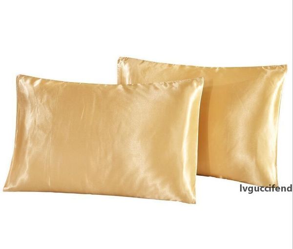 

new naturelife silk satin pillowcase home multicolor ice silk pillow case solid color double face envelope bedding pillow cover