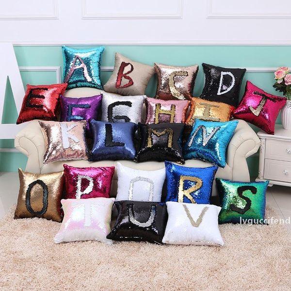 

2018 reversible sequin mermaid pillow case magical color changing home decor sofa cushion cover 40x40cm pillow case