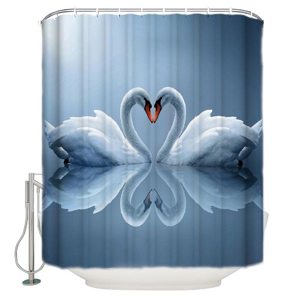 

shower curtains swan design on reflective curtain tied to lake meditation home decor bathroom screen with hooks180x200cm