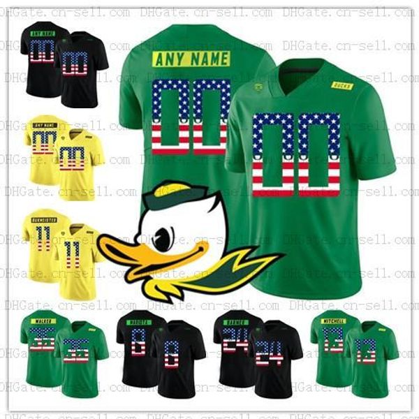 

custom ncaa oregon duck 10 justin herbert marcus mariota 4xl kiko alonso usa flag fashion stitched college football jersey mens youth kids, Black