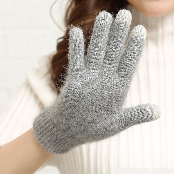 

sfhgl touch screen season solid color mink velvet plush full finger fingers five warm gloves and gloves fingers for men and women general th, Blue;gray