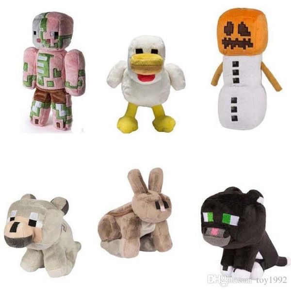 

minecraft plush stuffed toys 18-20cm minecraft snow golem steve zombie wolf ocelot rabbit chicken plush toy for children kids 66