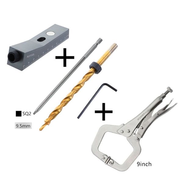 

aluminum alloy small oblique hole locator drill guide magnetic hole pocket jig kit woodworking tool with 9.5mm drill bit