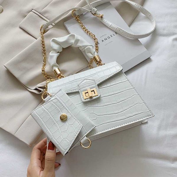 

2 pcs/set stone pattern small pu leather cross body bags for women 2020 elegant travel chain crossbody shoulder handbags