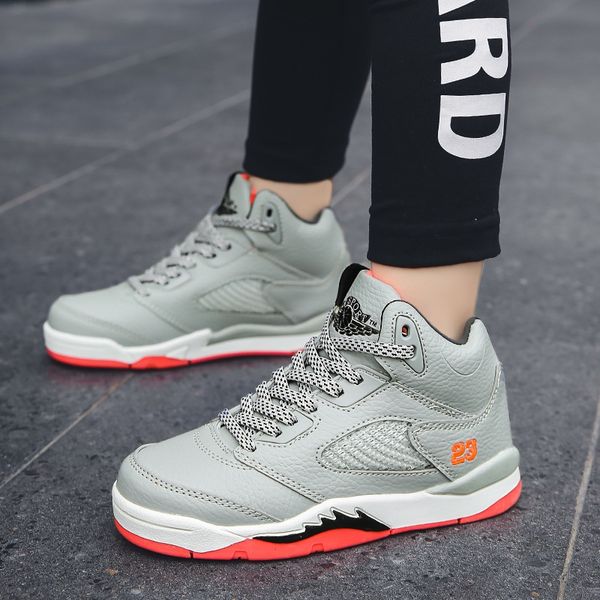 

0fqm2 boys' basketball 2019 new sneakers middle and basketball sports shoes sports shoes large children's breathable primary schoo, Black