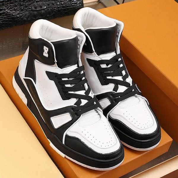 

fashion classic trainer sneaker mid -men 's shoes zapatos de lujo para hombre lightweight lace -up men shoes outdoor walking sneak, Black