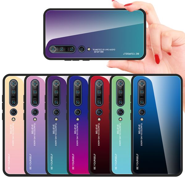 

градиент закаленное стекло чехол для xiaomi ми 8 9 10 9se f1 pro редми примечание 6 6a 7 7a 8 8a задняя крышка