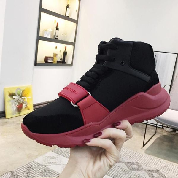 

drop ship mens boots scarpe sportive da uomo vintage check cotton sneakers fashion classic lightweight high lace -up casual men, Black