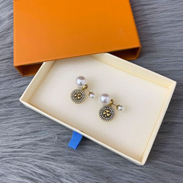 

D family 2020 Clover pearl earrings female dijiayuan brand High version earrings female
