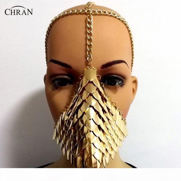 

chran chainmail mask bra scalemail shoulder armor cosplay burning man headdress head chain headband medieval ren faire jewelry, Silver