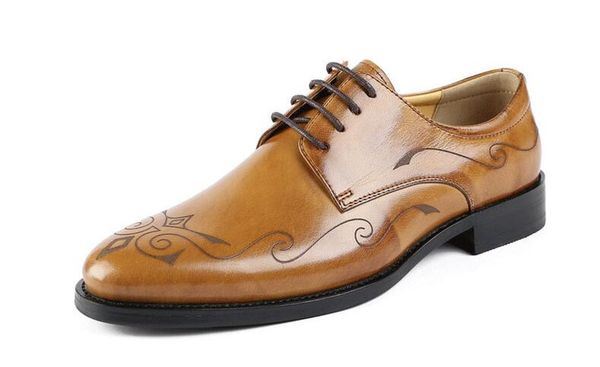 

new round toe breathable high-classics genuine leather formal business men's shoes lace up men shoes dress, Black