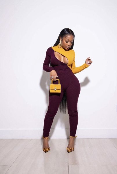 

clothing womens contrast color thread jumpsuits spring high collar zipper fly rompers autumn sell casual, Black;white