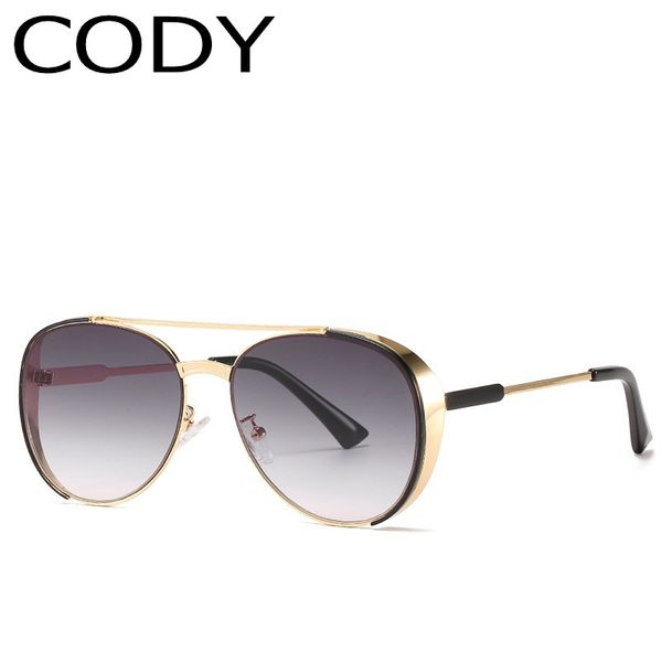 

sunglasses q2a161 fashion punk women design gradient gray lens female alloy frame vintage sun glasses uv400, White;black