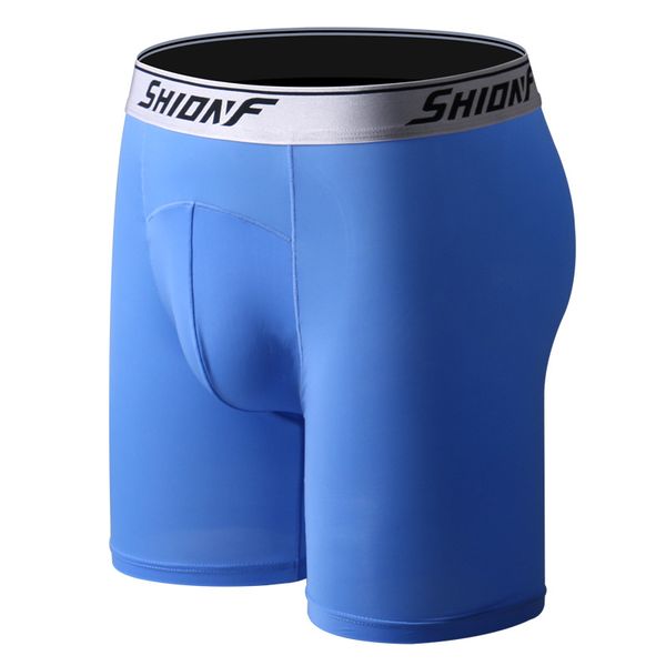 

long men underwear boxer shorts man ice silk sport comfortable and soft sportwear running shorts, Black;blue