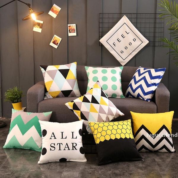 

nordic fashion pillowcase short plush skin-friendly cushion cover sofa office decor geometric car cushion lumbar pillow covers pillow case