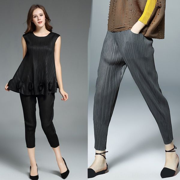 

sanzhai складка полудлинных редек нового ультрамодный сыпучий гарема женских обрезанных брюки поножей редька брюки, Black