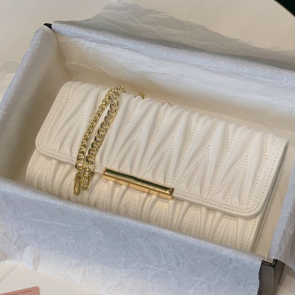 

lady genuine leather chain bag women crossbody bag handbag purse fashion plain hasp internal zipper pleated coin purse bag ing