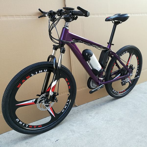 

mountain bike aluminum alloy cross-country shock-absorbing electric car lithium battery power transmission road car racing travel bike, Silver;blue