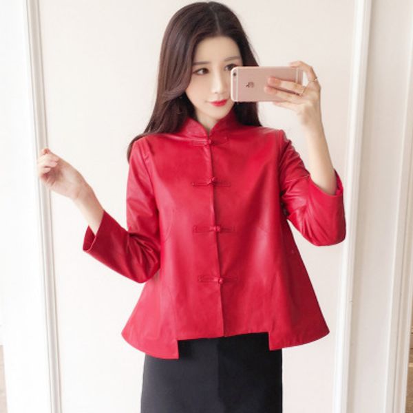 

2020 women spring genuine real sheep leather jacket r14, Black;brown