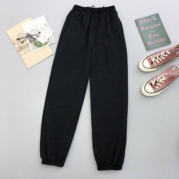

pencil pants women's summer loose casual sports pants new 2020 fashion korean comfortable high waist for women, Black