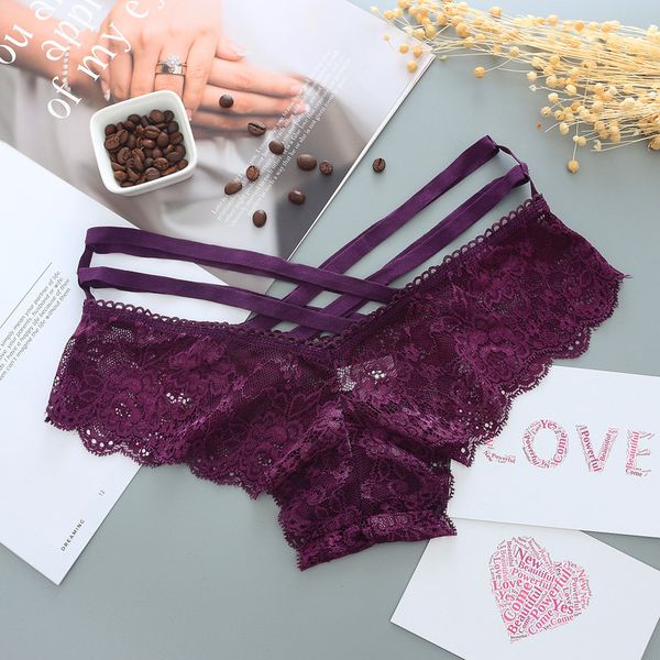 

1pcs lace panties female intimates tangas women panties briefs cross strap lingerie for women g string thong underwear, Black;pink