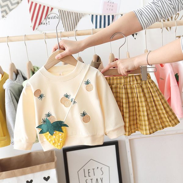 

girls suit 2020 new sweater plaid skirt style internet red autumn baby sweater plaid skirt two-piece suit