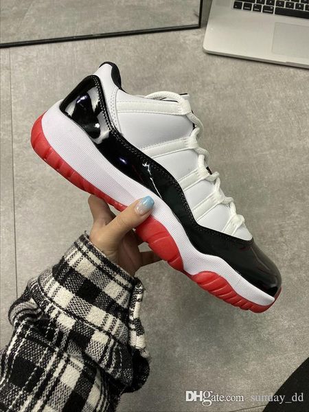 

high air authentic 11 low white bred basketball shoes 11s men black true red retro athletic sneakers with box av2187-160